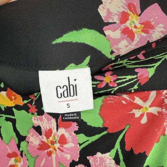 CAbi Wrap Skirt Size Small Midnight Drama Black Floral Midi Length Modest #5700 - Picture 7 of 10